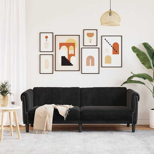 Schwarzes 3-Sitzer Sofa Samt