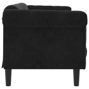 Schwarzes 3-Sitzer Sofa Samt