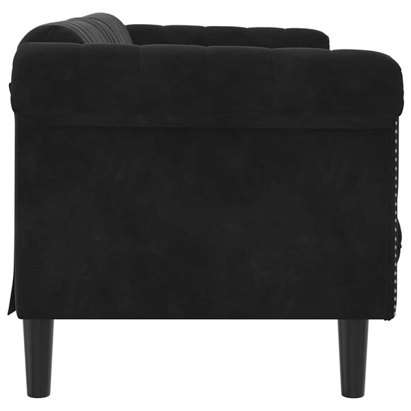 Schwarzes 3-Sitzer Sofa Samt