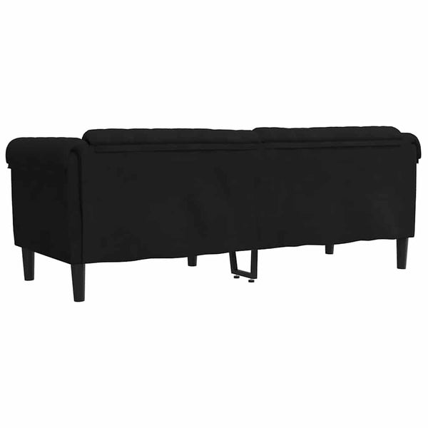 Schwarzes 3-Sitzer Sofa Samt