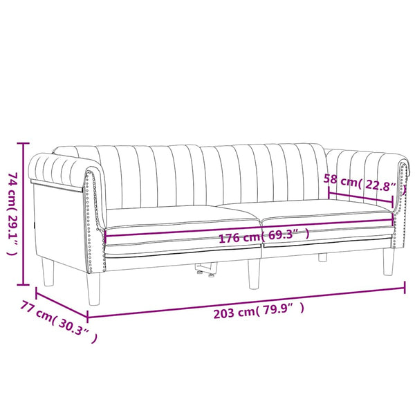Schwarzes 3-Sitzer Sofa Samt