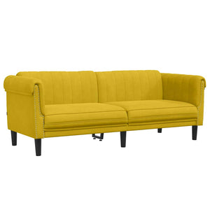 Gelbes Samt Sofa 3-Sitzer