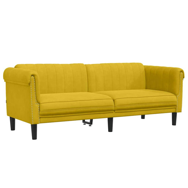 Gelbes Samt Sofa 3-Sitzer