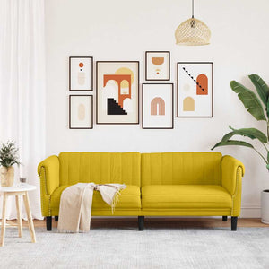 Gelbes Samt Sofa 3-Sitzer