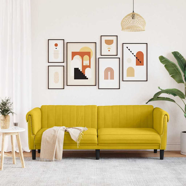 Gelbes Samt Sofa 3-Sitzer