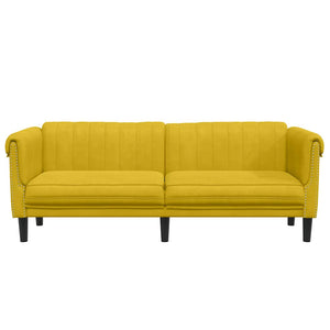 Gelbes Samt Sofa 3-Sitzer