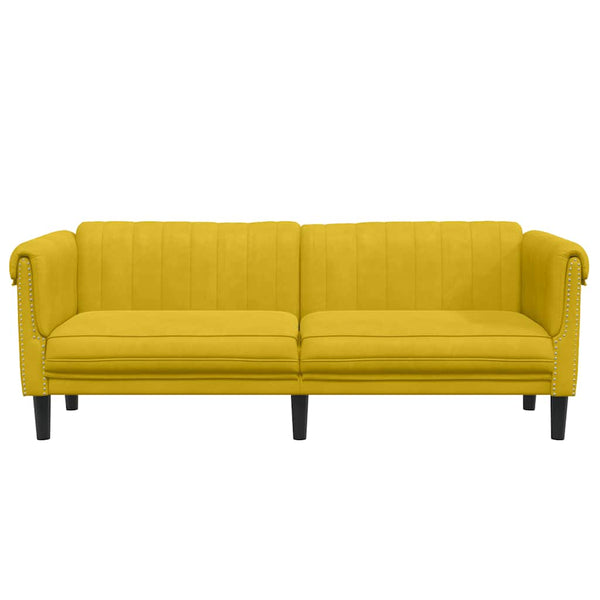 Gelbes Samt Sofa 3-Sitzer