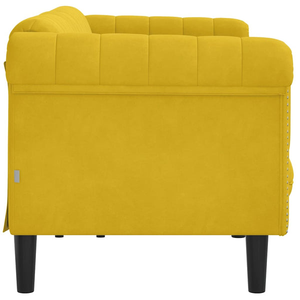Gelbes Samt Sofa 3-Sitzer