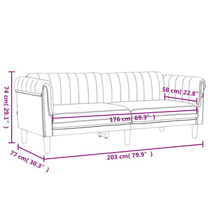 Gelbes Samt Sofa 3-Sitzer