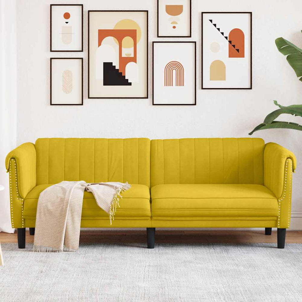 Gelbes Samt Sofa 3-Sitzer