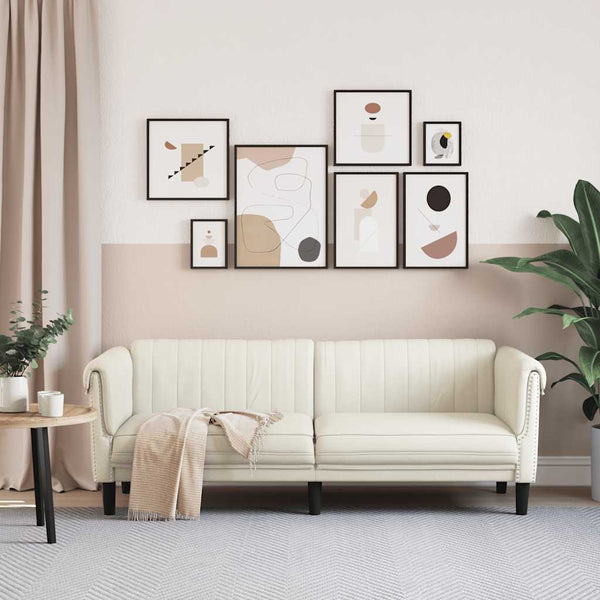 3-Sitzer Sofa Creme Samt