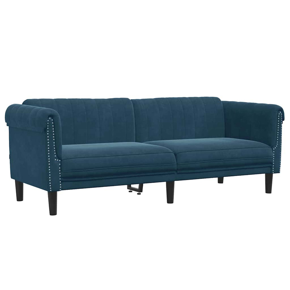 Blaues Samt Sofa - 3 Sitzer