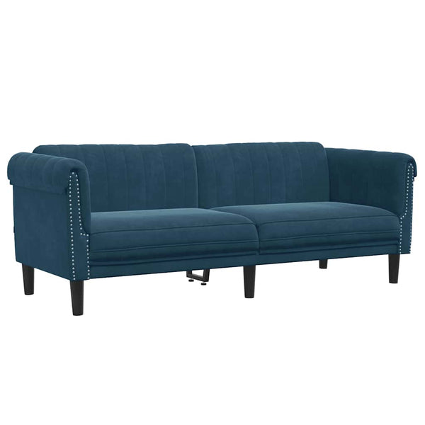 Blaues Samt Sofa - 3 Sitzer