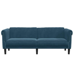 Blaues Samt Sofa - 3 Sitzer