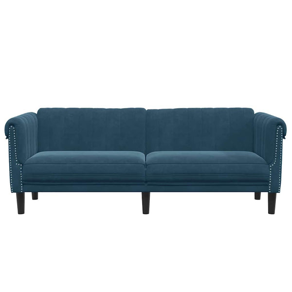 Blaues Samt Sofa - 3 Sitzer