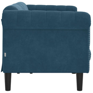 Blaues Samt Sofa - 3 Sitzer