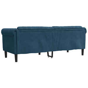 Blaues Samt Sofa - 3 Sitzer