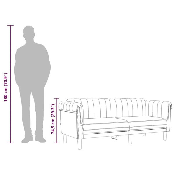 Blaues Samt Sofa - 3 Sitzer