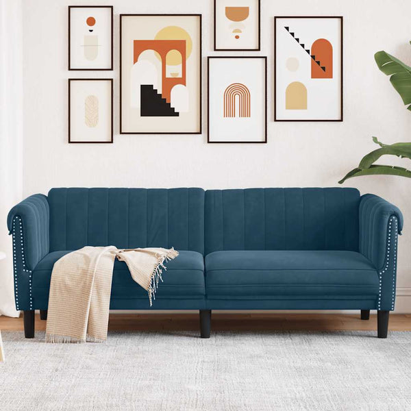 Blaues Samt Sofa - 3 Sitzer
