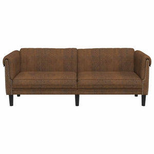 3-Sitzer Sofa Braun Kunstleder Wildlederoptik