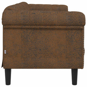 3-Sitzer Sofa Braun Kunstleder Wildlederoptik