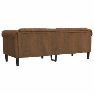 3-Sitzer Sofa Braun Kunstleder Wildlederoptik