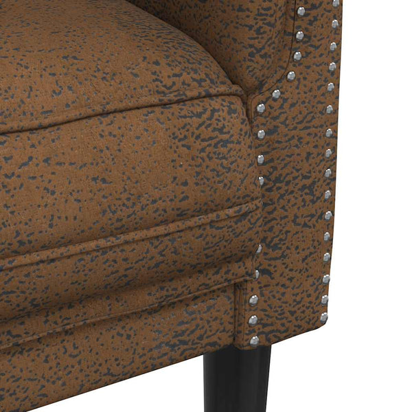 3-Sitzer Sofa Braun Kunstleder Wildlederoptik
