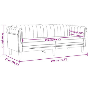3-Sitzer Sofa Braun Kunstleder Wildlederoptik