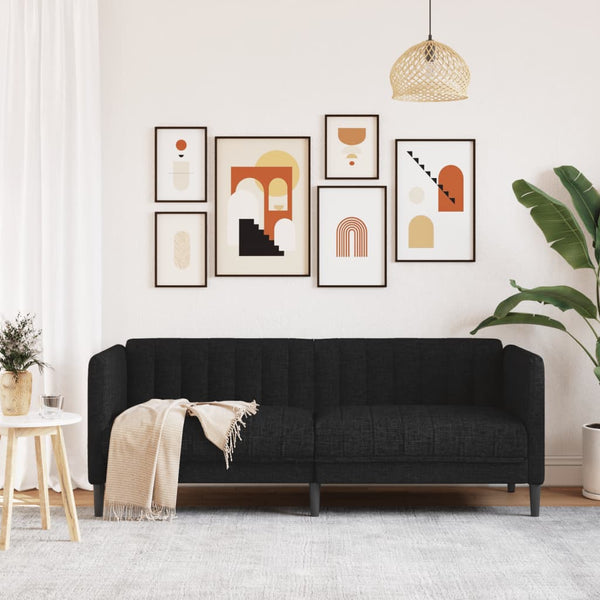 Schwarzes 2-Sitzer Sofa aus Stoff