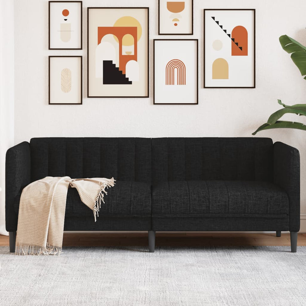 Schwarzes 2-Sitzer Sofa aus Stoff