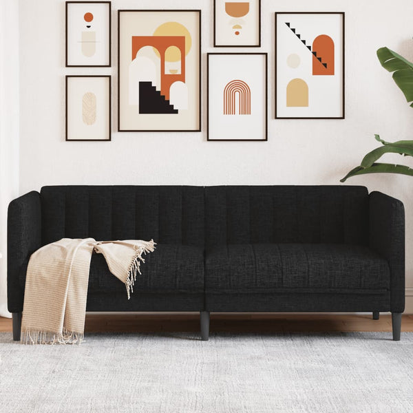 Schwarzes 2-Sitzer Sofa aus Stoff
