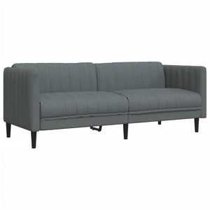 vidaXL Canapé 3 places en tissu gris foncé