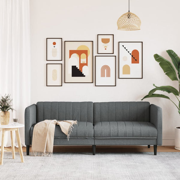 vidaXL Canapé 3 places en tissu gris foncé