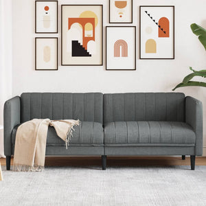 vidaXL Canapé 3 places en tissu gris foncé