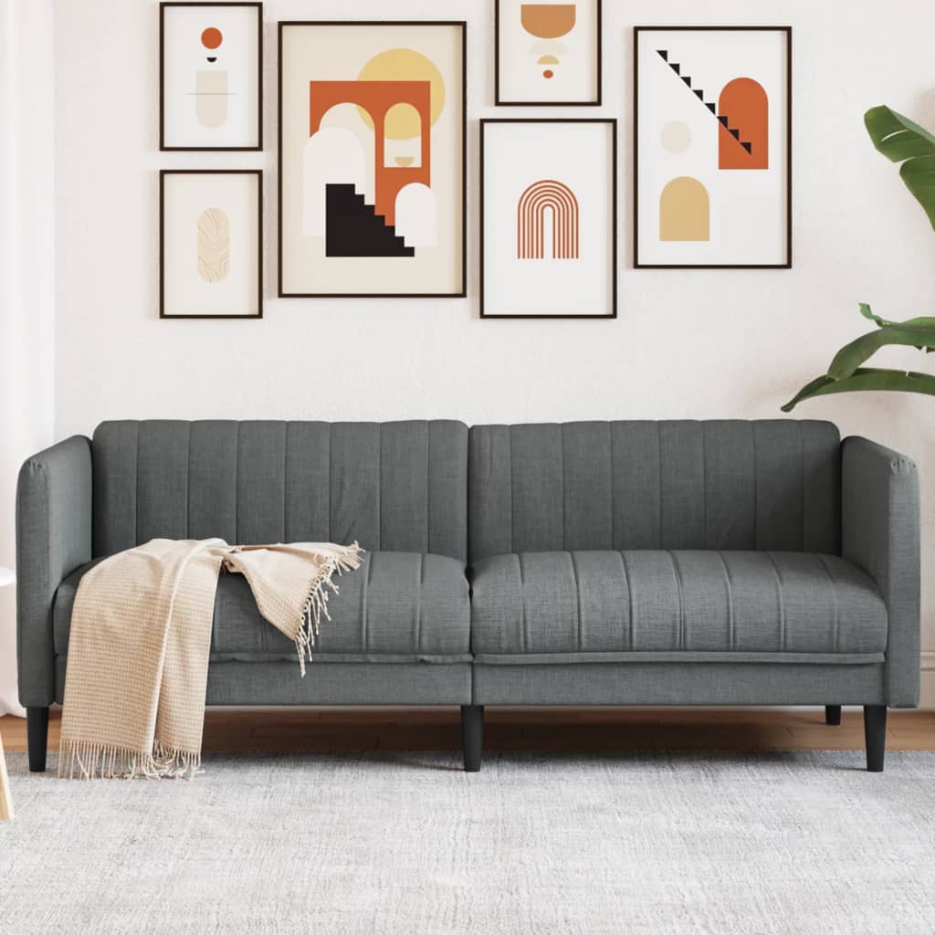vidaXL Canapé 3 places en tissu gris foncé