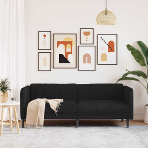 vidaXL Canapé à 3 places en tissu Noir