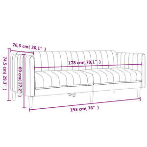 vidaXL Canapé à 3 places en tissu Noir