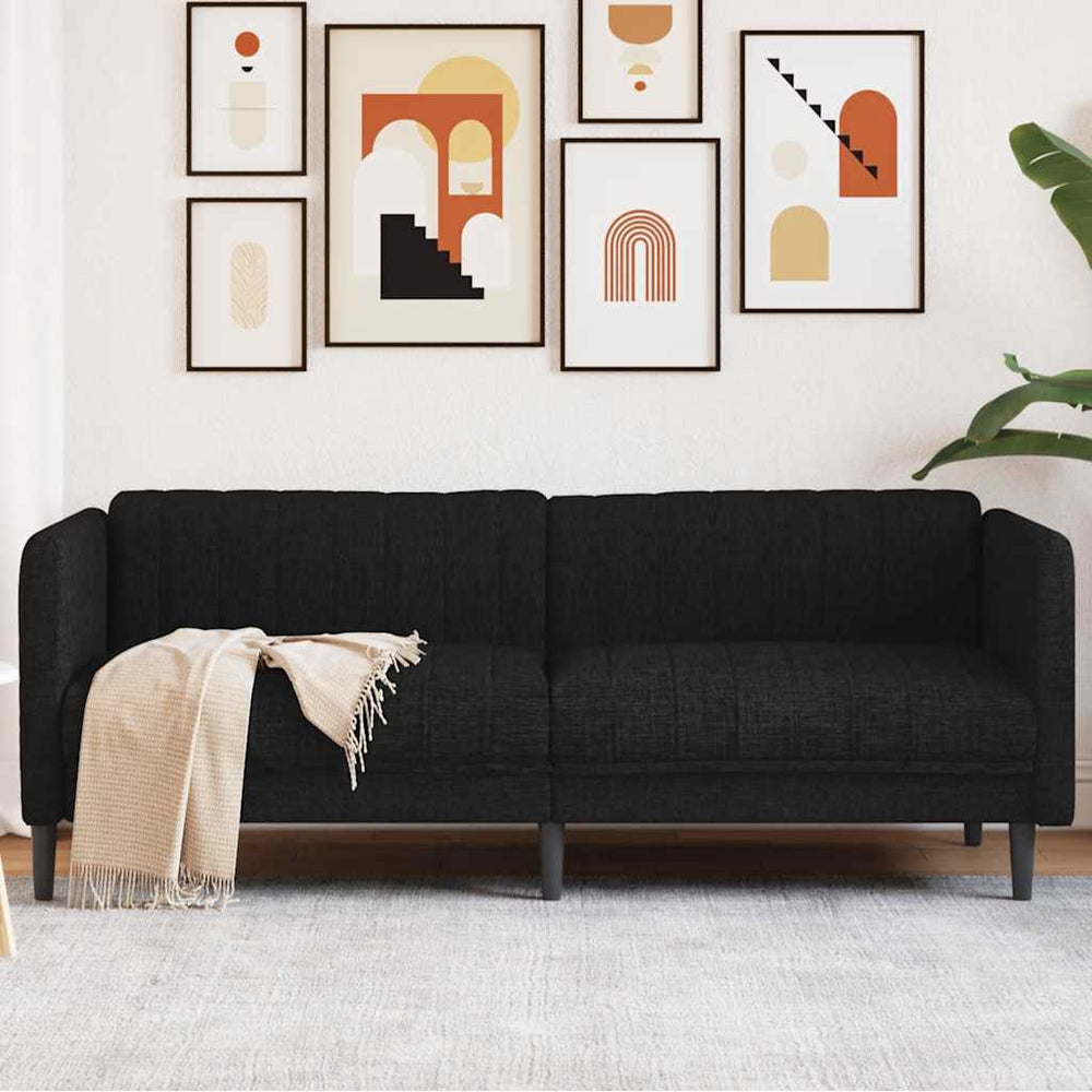 Schwarzes 3-Sitzer Stoffsofa