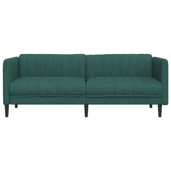 vidaXL Canapé 3 places en tissu vert foncé