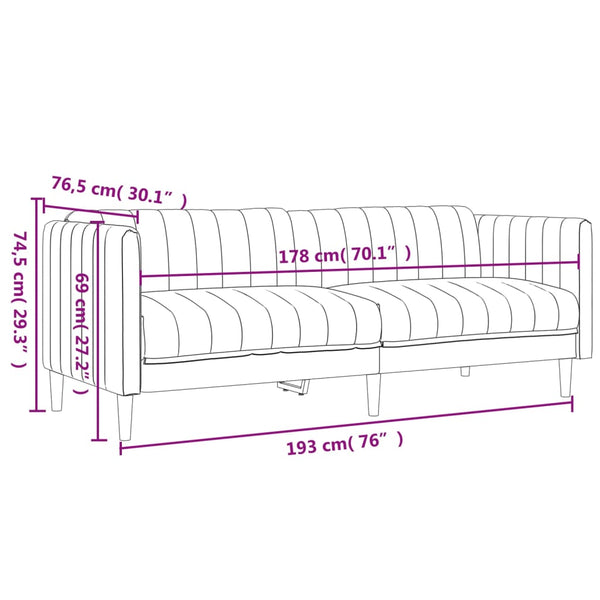 vidaXL Canapé 3 places en tissu vert foncé