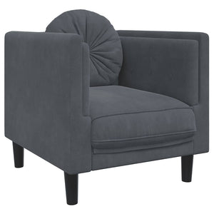 vidaXL Fauteuil avec coussin Velours gris foncé