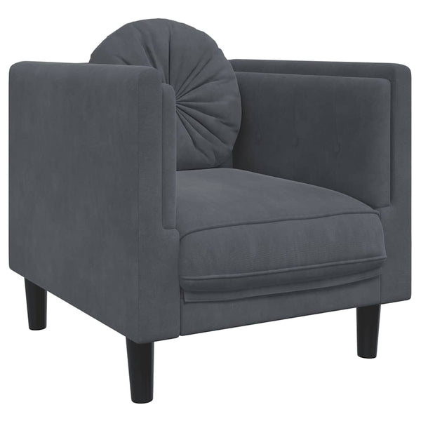 vidaXL Fauteuil avec coussin Velours gris foncé