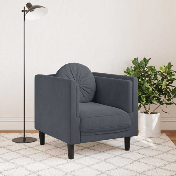 vidaXL Fauteuil avec coussin Velours gris foncé