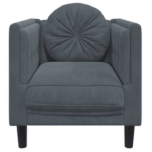vidaXL Fauteuil avec coussin Velours gris foncé