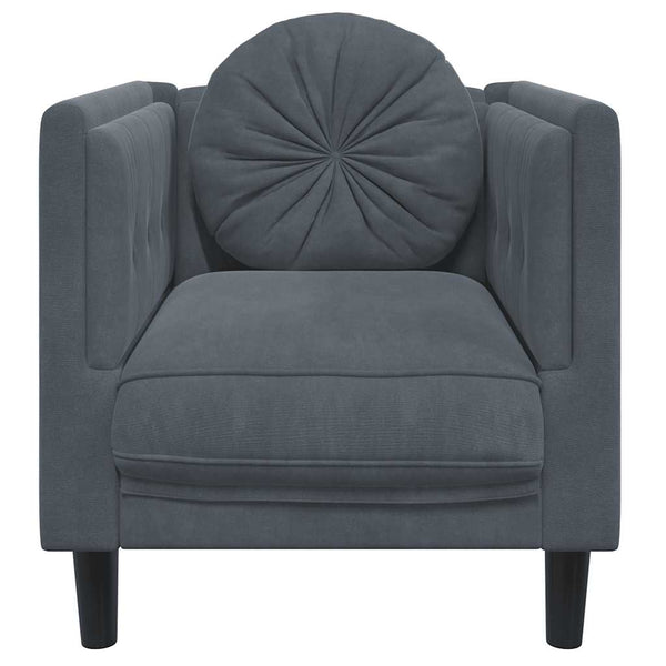 vidaXL Fauteuil avec coussin Velours gris foncé