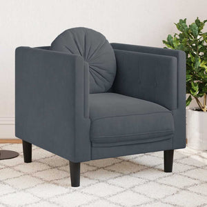 vidaXL Fauteuil avec coussin Velours gris foncé