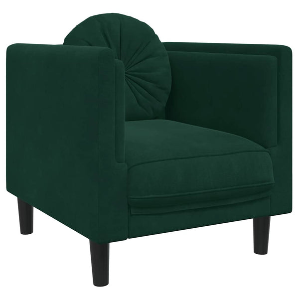 vidaXL Fauteuil avec coussin Vert foncé Velours