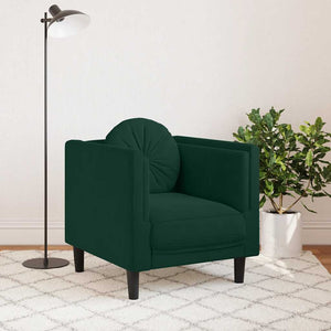 vidaXL Fauteuil avec coussin Vert foncé Velours