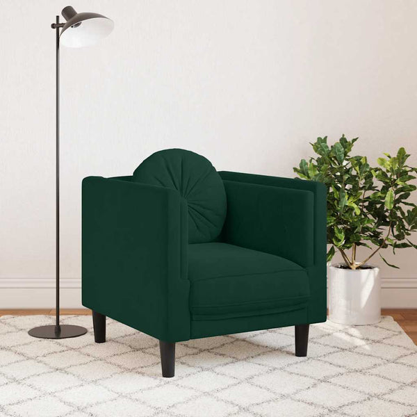 vidaXL Fauteuil avec coussin Vert foncé Velours