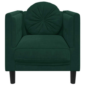vidaXL Fauteuil avec coussin Vert foncé Velours